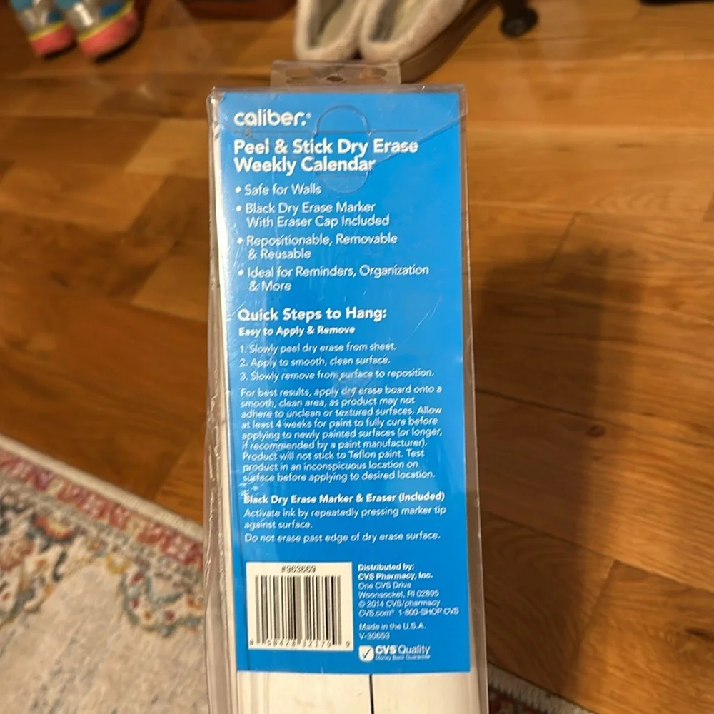 Peel and stick dry erase weekly calendar